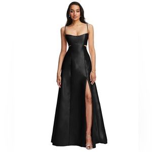 Alfred Sung NWT Cutout Satin Twill A-Line Gown with Pockets